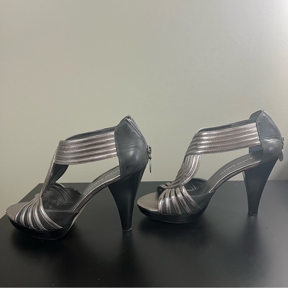 EUC Franco Sarto Metallic Silver and Dark Grey Heels 8.5 - Picture 9 of 15